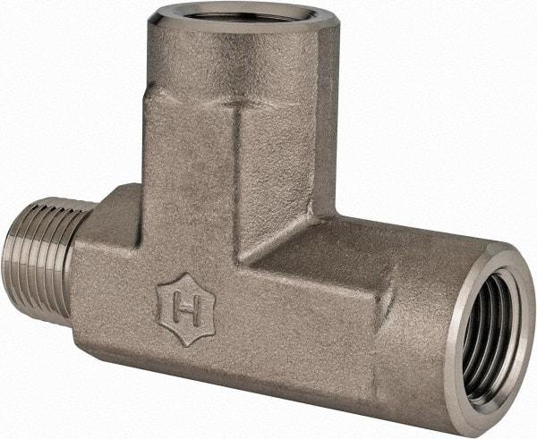 Ham-Let - 3/8" Grade 316 Stainless Steel Pipe Street Tee - MNPT x FNPT x FNPT End Connections, 5,000 psi - Industrial Tool & Supply