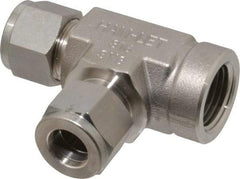 Ham-Let - 1/2" OD, Grade 316Stainless Steel Female Run Tee - Comp x FNPT x Comp Ends - Industrial Tool & Supply