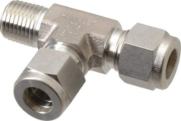 Ham-Let - 3/8" OD, Grade 316Stainless Steel Male Run Tee - Comp x MNPT x Comp Ends - Industrial Tool & Supply