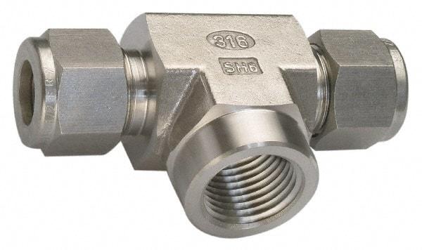 Ham-Let - 3/8" OD, Grade 316Stainless Steel Female Branch Tee - Comp x Comp x FNPT Ends - Industrial Tool & Supply