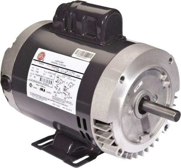 US Motors - 1/2 hp, ODP Enclosure, Auto Thermal Protection, 1,725 RPM, 115/208-230 Volt, 60 Hz, Industrial Electric AC/DC Motor - Size 56 Frame, J-Face/Base Mount, 1 Speed, Ball Bearings, 8.9/4.4-4.5 Full Load Amps, B Class Insulation, CCW Drive End - Industrial Tool & Supply