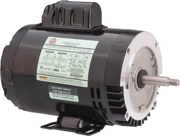 US Motors - 3/4 hp, ODP Enclosure, Auto Thermal Protection, 3,450 RPM, 115/208-230 Volt, 60 Hz, Industrial Electric AC/DC Motor - Size 56J Frame, J-Face/Rem Base Mount, 1 Speed, Ball Bearings, 11.0/5.4-5.5 Full Load Amps, B Class Insulation, CCW Drive End - Industrial Tool & Supply