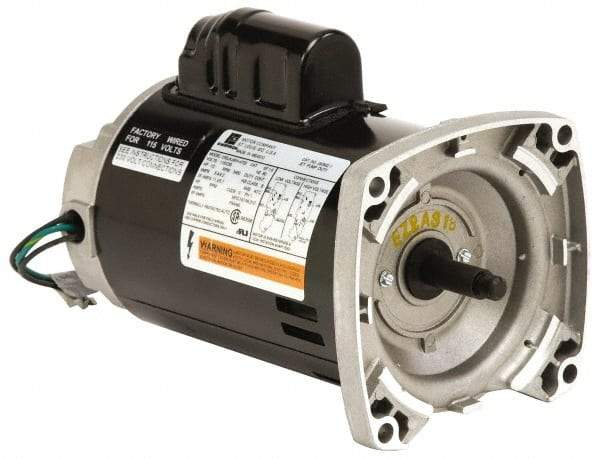 US Motors - 1/3 hp, ODP Enclosure, Auto Thermal Protection, 3,450 RPM, 115/230 Volt, 60 Hz, Industrial Electric AC/DC Motor - Size 56 Frame, Square Flange Mount, 1 Speed, Ball Bearings, 8.4/4.2 Full Load Amps, B Class Insulation, CCW Drive End - Industrial Tool & Supply