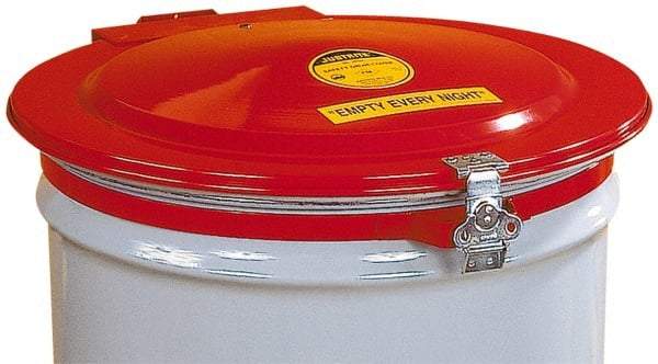 Justrite - 55 Gal, Steel Drum Cover - Hinged Manual-Closing Drum Cover - Industrial Tool & Supply
