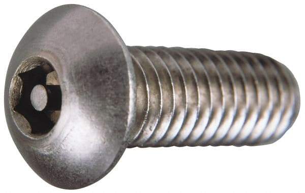 Value Collection - #10-24 UNC Pin In Hex Socket Drive, Button Screw - Grade 18-8 Stainless Steel, Uncoated, 1" Length Under Head - Industrial Tool & Supply
