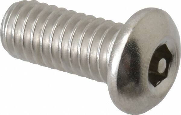 Value Collection - 5/16-18 UNC Pin In Hex Socket Drive, Button Screw - Grade 18-8 Stainless Steel, Uncoated, 3/4" Length Under Head - Industrial Tool & Supply