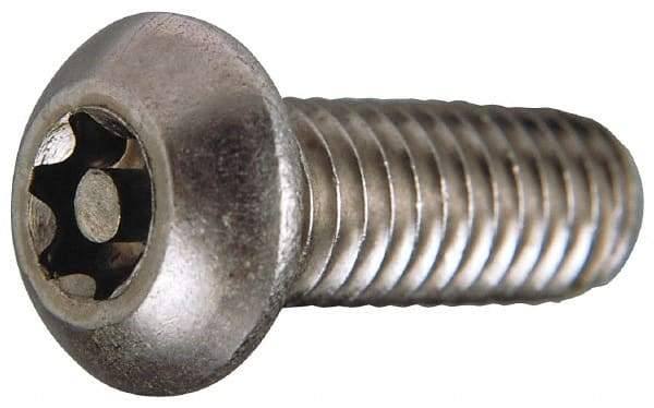 Value Collection - 1/4-20 UNC Pin In Torx Drive, Button Screw - Grade 18-8 Stainless Steel, Uncoated, 1" Length Under Head - Industrial Tool & Supply
