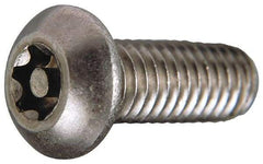 Value Collection - #6-32 UNC Pin In Torx Drive, Button Screw - Grade 18-8 Stainless Steel, Uncoated, 1/2" Length Under Head - Industrial Tool & Supply