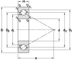 Angular Contact Ball Bearing: 95 mm Bore Dia, 170 mm OD, 64 mm OAW, Without Flange 15 ° Contact Angle, 43,685 lb Static Load, 50,238 lb Dynamic Load