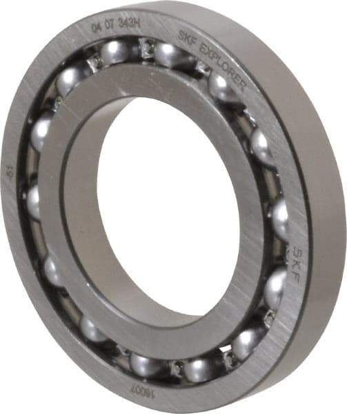 SKF - 35mm Bore Diam, 62mm OD, Open Deep Groove Radial Ball Bearing - 9mm Wide, 1 Row, Round Bore, 1,830 Lb Static Capacity, 2,790 Lb Dynamic Capacity - Industrial Tool & Supply