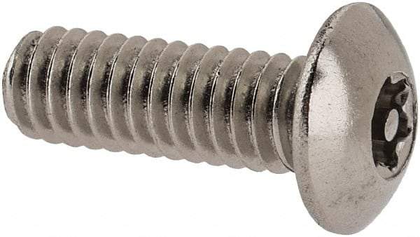 Value Collection - #8-32 UNC Pin In Torx Drive, Button Screw - Grade 18-8 Stainless Steel, Uncoated, 1/2" Length Under Head - Industrial Tool & Supply