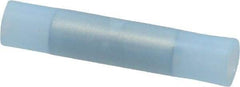 3M - 16 to 14 AWG Compatible, Nylon Fully Insulated, Crimp-On Butt Splice Terminal - 2 Wire Entries, 1.08" OAL, Blue - Industrial Tool & Supply