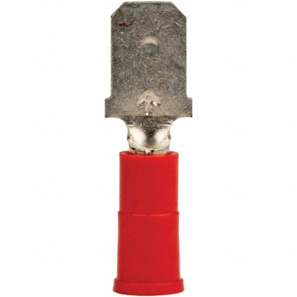 3M - 22 to 18 AWG, Vinyl, Partially Insulated, Male Wire Disconnect - 1/4" Wide Tab, Red, RoHS 2011/65/EU Compliant - Industrial Tool & Supply