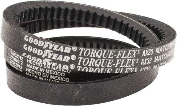 Continental ContiTech - Section AX, 35" Outside Length, V-Belt - Fiber Reinforced Vytracord, Torque-Flex, No. AX33 - Industrial Tool & Supply