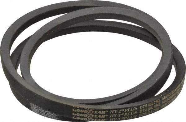 Continental ContiTech - Section B, 75" Outside Length, V-Belt - Wingprene Rubber-Impregnated Fabric, HY-T Matchmaker, No. B72 - Industrial Tool & Supply