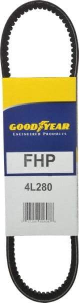 Continental ContiTech - Section 4L, 28" Outside Length, V-Belt - High Traction Rubber, Fractional HP, No. 4L280 - Industrial Tool & Supply