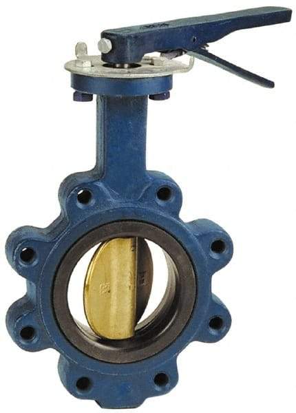 NIBCO - 5" Pipe, Lug Butterfly Valve - Lever Handle, Cast Iron Body, EPDM Seat, 200 WOG, Aluminum Bronze Disc, Stainless Steel Stem - Industrial Tool & Supply