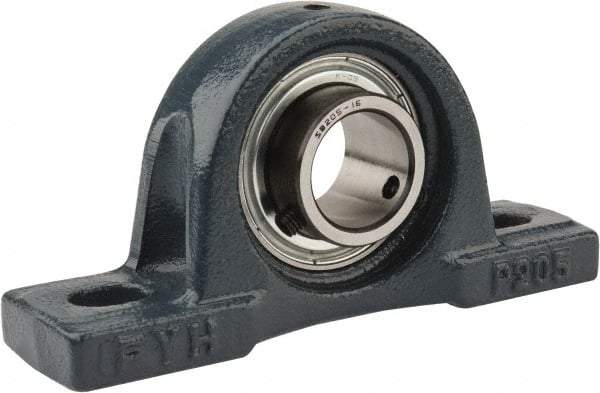 Value Collection - 5-1/2" OALBall Bearing Pillow Block - Cast Iron - Industrial Tool & Supply