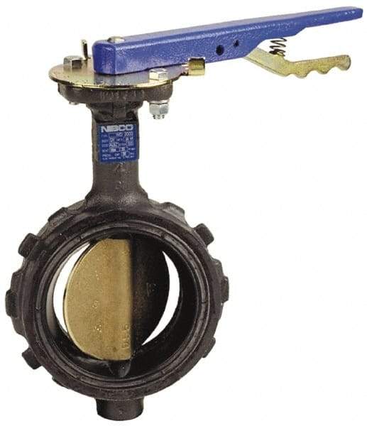 NIBCO - 6" Pipe, Wafer Butterfly Valve - Lever Handle, Ductile Iron Body, EPDM Seat, 200 WOG, Aluminum Bronze Disc, Stainless Steel Stem - Industrial Tool & Supply