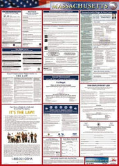 NMC - 24" Wide x 40" High Laminated Paper Labor Law Information Poster - Massachusetts Jurisdiction, 0.03" Thick, English - Industrial Tool & Supply