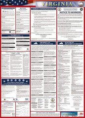 NMC - 24" Wide x 40" High Laminated Paper Labor Law Information Poster - Virginia Jurisdiction, 0.03" Thick, English - Industrial Tool & Supply