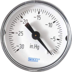 Wika - 1-1/2" Dial, 1/8 Thread, 30-0 Scale Range, Pressure Gauge - Center Back Connection Mount, Accurate to 3-2-3% of Scale - Industrial Tool & Supply