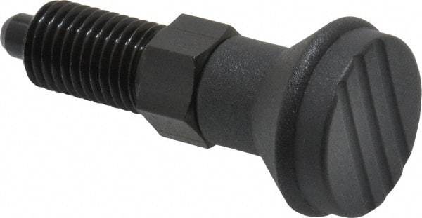 Gibraltar - M12x1.5, 17mm Thread Length, 6mm Plunger Diam, Knob Handle Indexing Plunger - Plunger Style A, 20mm Body Length, 56mm OAL, Steel - Industrial Tool & Supply