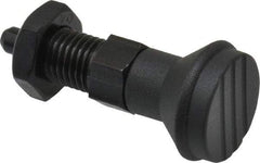 Gibraltar - M12x1.5, 17mm Thread Length, 6mm Plunger Diam, Knob Handle Indexing Plunger - Plunger Style B, 20mm Body Length, 56mm OAL, Steel - Industrial Tool & Supply