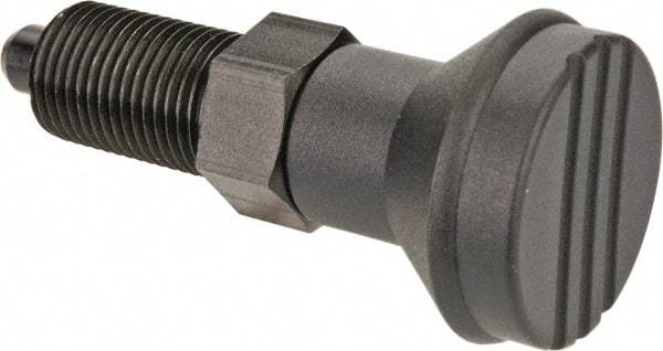 Gibraltar - M16x1.5, 23mm Thread Length, 8mm Plunger Diam, Knob Handle Indexing Plunger - Plunger Style A, 26mm Body Length, 74mm OAL, Steel - Industrial Tool & Supply