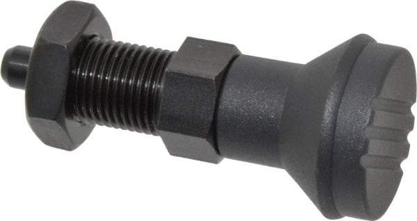 Gibraltar - M16x1.5, 23mm Thread Length, 8mm Plunger Diam, Knob Handle Indexing Plunger - Plunger Style B, 26mm Body Length, 74mm OAL, Steel - Industrial Tool & Supply