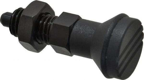 Gibraltar - 5/8-11, 23mm Thread Length, 8mm Plunger Diam, Knob Handle Indexing Plunger - Plunger Style B, 26mm Body Length, 74mm OAL, Steel - Industrial Tool & Supply