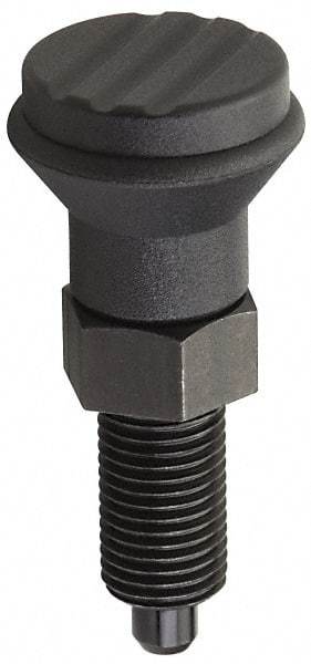 Gibraltar - 3/8-24, 15mm Thread Length, 5mm Plunger Diam, Knob Handle Indexing Plunger - Plunger Style A, 17mm Body Length, 47mm OAL, Steel - Industrial Tool & Supply