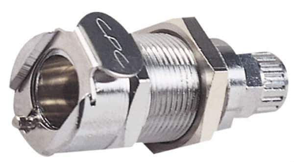 CPC Colder Products - PTF Brass, Quick Disconnect, Valved Panel Mount Coupling Body - 250 Max psi, -40 to 180°F, 1.87" OAL x 0.89" Overall Height, Chrome Plated - Industrial Tool & Supply