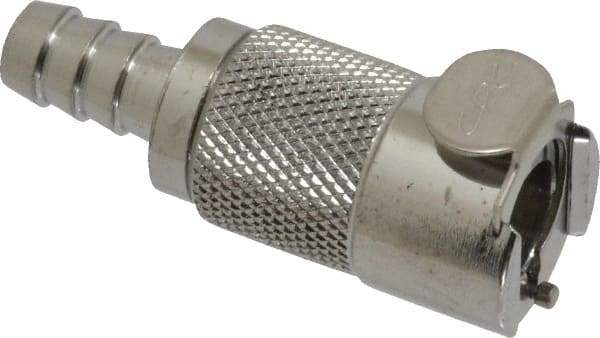 CPC Colder Products - 5/16" Inside Tube Diam, Brass, Quick Disconnect, Hose Barb Valved Inline Coupling Body - -40 to 180°F, 2" OAL x 0.89" Overall Height, Chrome Plated - Industrial Tool & Supply