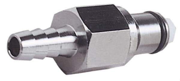 CPC Colder Products - 3/8" Inside Tube Diam, Brass, Quick Disconnect, Hose Barb Valved Inline Coupling Insert - 250 Max psi, -40 to 180°F, 1.87" OAL x 0.65" Overall Height, Chrome Plated - Industrial Tool & Supply
