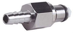 CPC Colder Products - 3/8" Inside Tube Diam, Brass, Quick Disconnect, Hose Barb Valved Inline Coupling Insert - 250 Max psi, -40 to 180°F, 1.87" OAL x 0.65" Overall Height, Chrome Plated - Industrial Tool & Supply