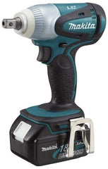 Makita - 1/2" Drive 18 Volt Pistol Grip Cordless Impact Wrench & Ratchet - 2,100 RPM, 170 Ft/Lb Torque, 2 Lithium-Ion Batteries Included - Industrial Tool & Supply