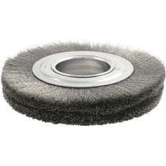 Brush Research Mfg. - 12" OD, 2" Arbor Hole, Crimped Carbon Wheel Brush - 1-1/4" Face Width, 3" Trim Length, 3,600 RPM - Industrial Tool & Supply