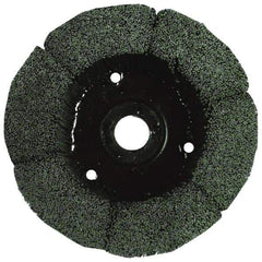 Osborn - 5" 320 Grit Silicon Carbide Crimped Disc Brush - Extra Fine Grade, Plain Hole Connector, 1-1/2" Trim Length, 3/4" Shank Diam, 7/8" Arbor Hole - Industrial Tool & Supply