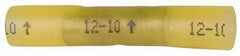 3M - 12 to 10 AWG Compatible, Heat Shrink Partially Insulated, Crimp-On Butt Splice Terminal - Yellow - Industrial Tool & Supply