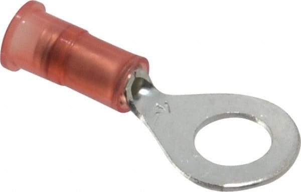 3M - 22-18 AWG Partially Insulated Crimp Connection Circular Ring Terminal - 1/4" Stud, Copper Contact - Industrial Tool & Supply