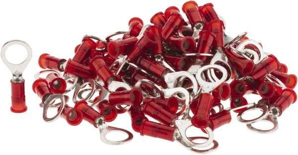 3M - 22-18 AWG Partially Insulated Crimp Connection Circular Ring Terminal - 5/16" Stud, Copper Contact - Industrial Tool & Supply