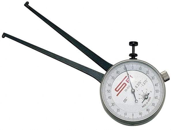 SPI - 3-1/4 to 4-1/4" Inside Dial Caliper Gage - 0.001" Graduation, 0.038mm Accuracy, 3-1/4" Leg Length, Ball Contact Points - Industrial Tool & Supply