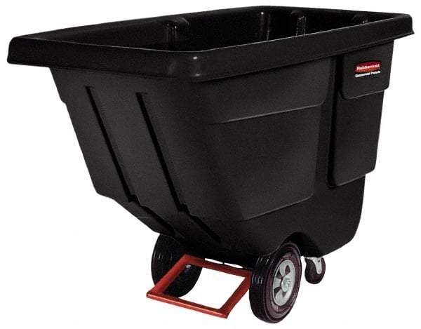Rubbermaid - 450 Lb Load Capacity, 1/2 Cu Yd, Polyethylene Tilt Truck - 28" Wide x 56-3/4" Long x 38-5/8" High, Black - Industrial Tool & Supply