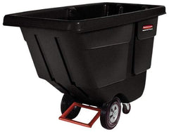 Rubbermaid - 450 Lb Load Capacity, 1/2 Cu Yd, Polyethylene Tilt Truck - 28" Wide x 56-3/4" Long x 38-5/8" High, Black - Industrial Tool & Supply