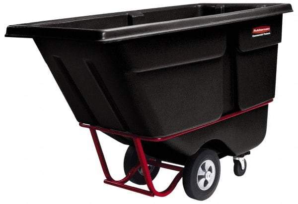 Rubbermaid - 2,100 Lb Load Capacity, 1 Cu Yd, Polyethylene Tilt Truck - 33-1/2" Wide x 72-1/4" Long x 43-3/4" High, Black - Industrial Tool & Supply