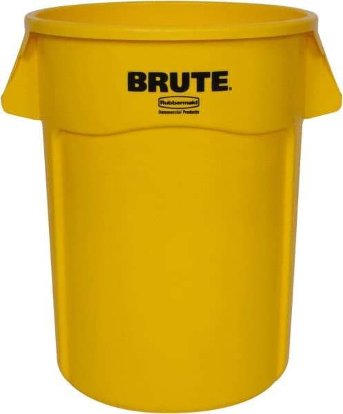 Rubbermaid - 44 Gal Yellow Round Trash Can - Polyethylene, 31-1/2" High - Industrial Tool & Supply