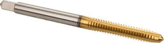 Kennametal - #6-32 UNC 3B 3 Flute TiN Finish High Speed Steel Straight Flute Standard Hand Tap - Plug, Right Hand Thread, 2" OAL, 11/16" Thread Length, H2 Limit, Oversize - Exact Industrial Supply