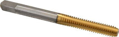 Kennametal - #12-24 UNC 2B/3B 4 Flute TiN Finish High Speed Steel Straight Flute Standard Hand Tap - Bottoming, Right Hand Thread, 2-3/8" OAL, 5/16" Thread Length, H3 Limit, Oversize - Exact Industrial Supply
