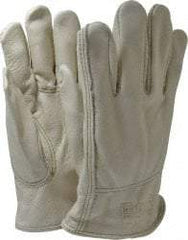 MCR Safety - Size XL (10) Grain Cowhide General Protection Work Gloves - For Work & Driver, Uncoated, Slip-On Cuff, Full Fingered, Cream, Paired - Industrial Tool & Supply